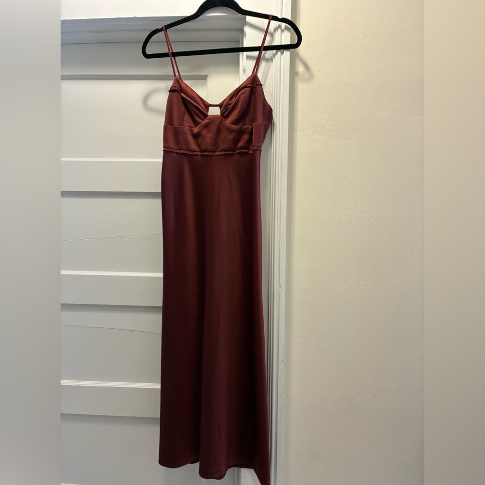 Anthropologie Maroon Corset Midi Slip Dress - Picture 4 of 6